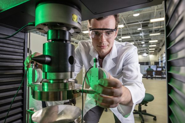 Photo of student in the BATT CAVE Research Center