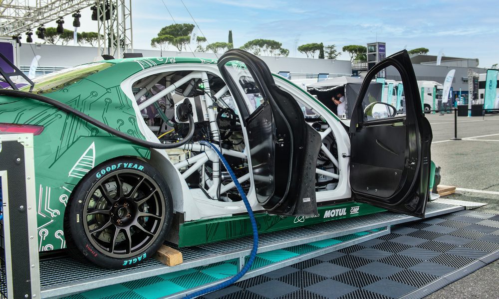 Photo shows electric race car